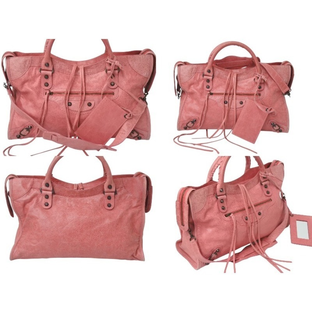 Balenciaga Pink The Leather Bag City Shoulder Handbag